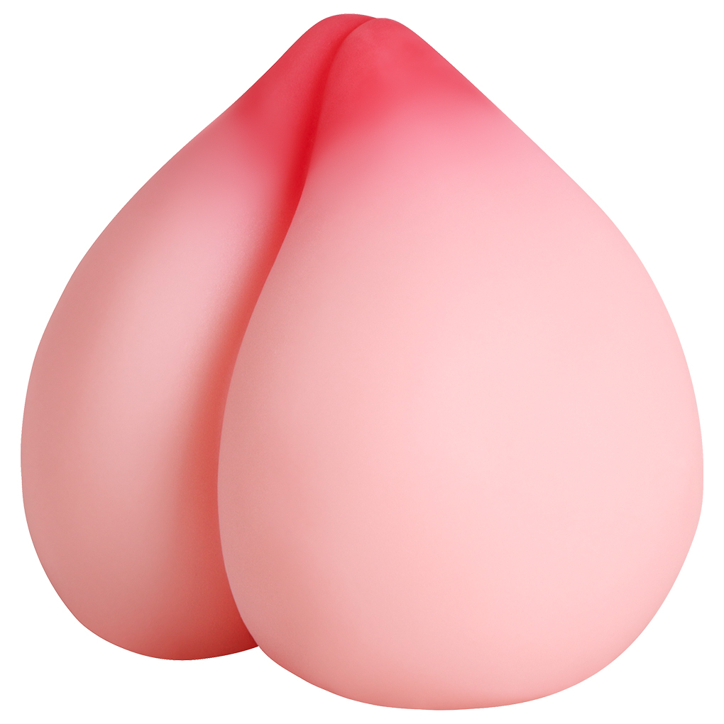 Mini peach-shaped ultra-soft TPE pocket masturbator with dual internal textures for impulse retail sales.