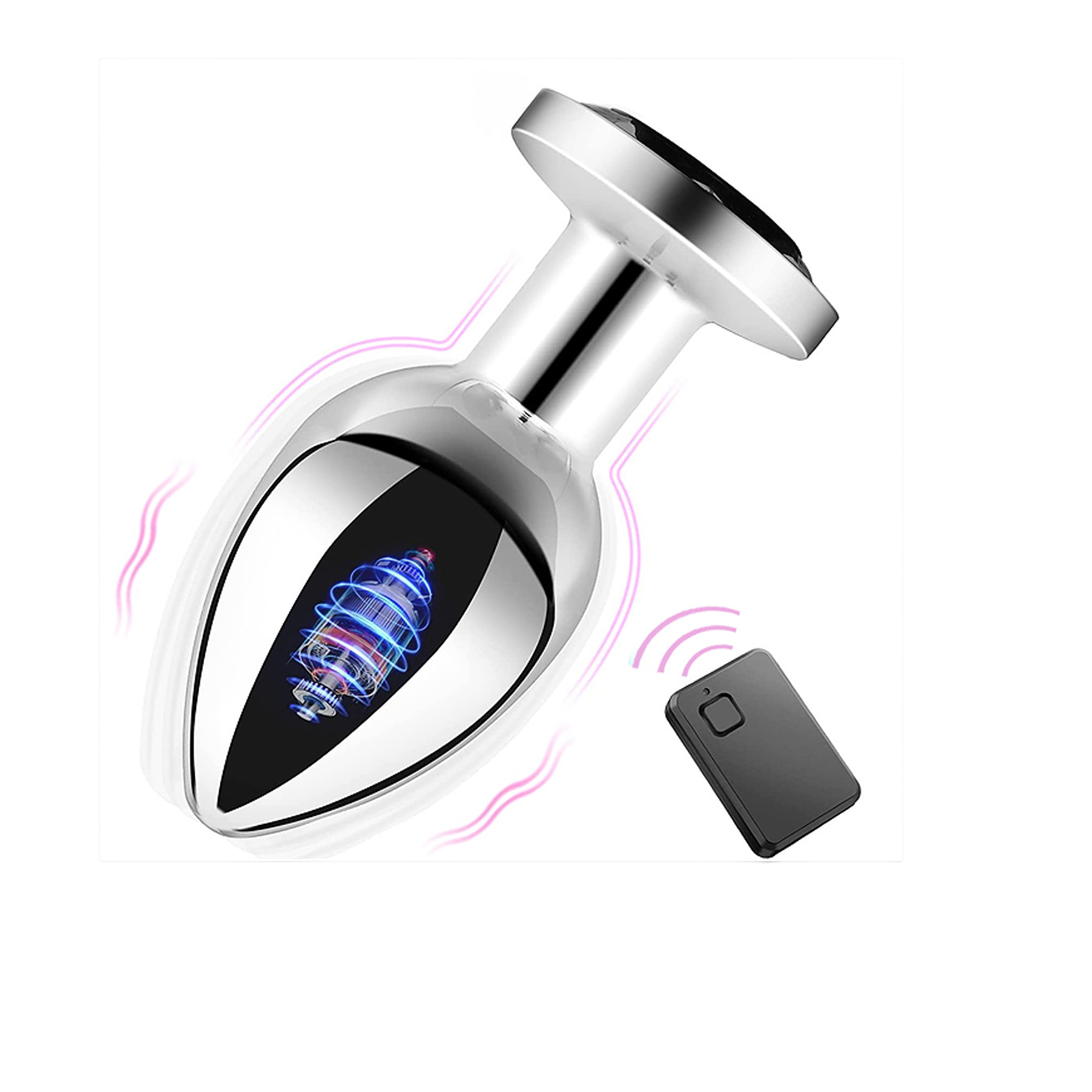 Sterling silver metal vibrating anal plug with wireless remote control for wholesale B2B distribution