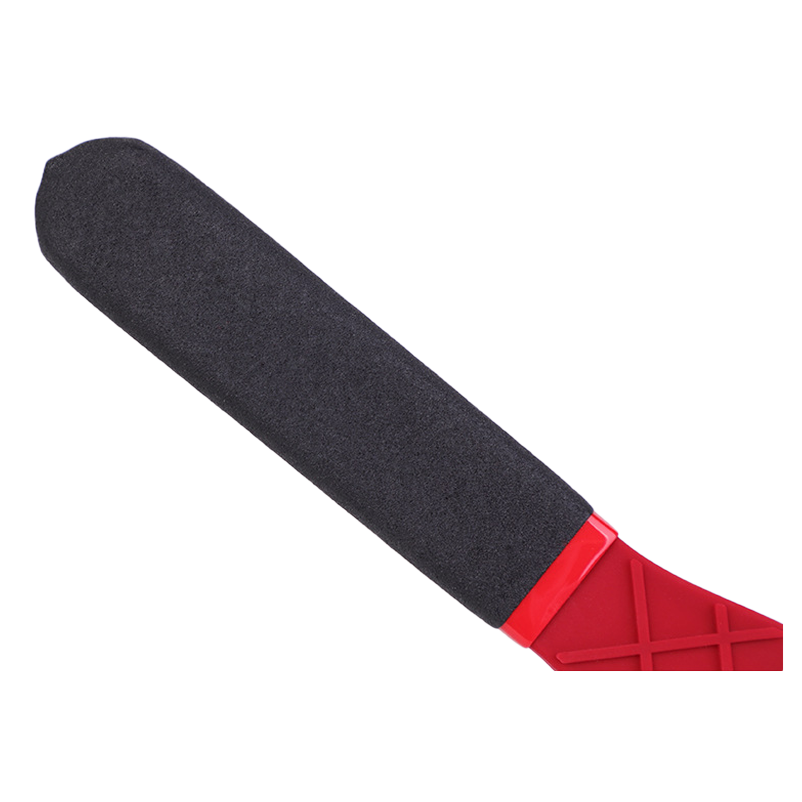 Midnight black silicone BDSM impact paddle with diamond texture and crimson accent for wholesale B2B distribution