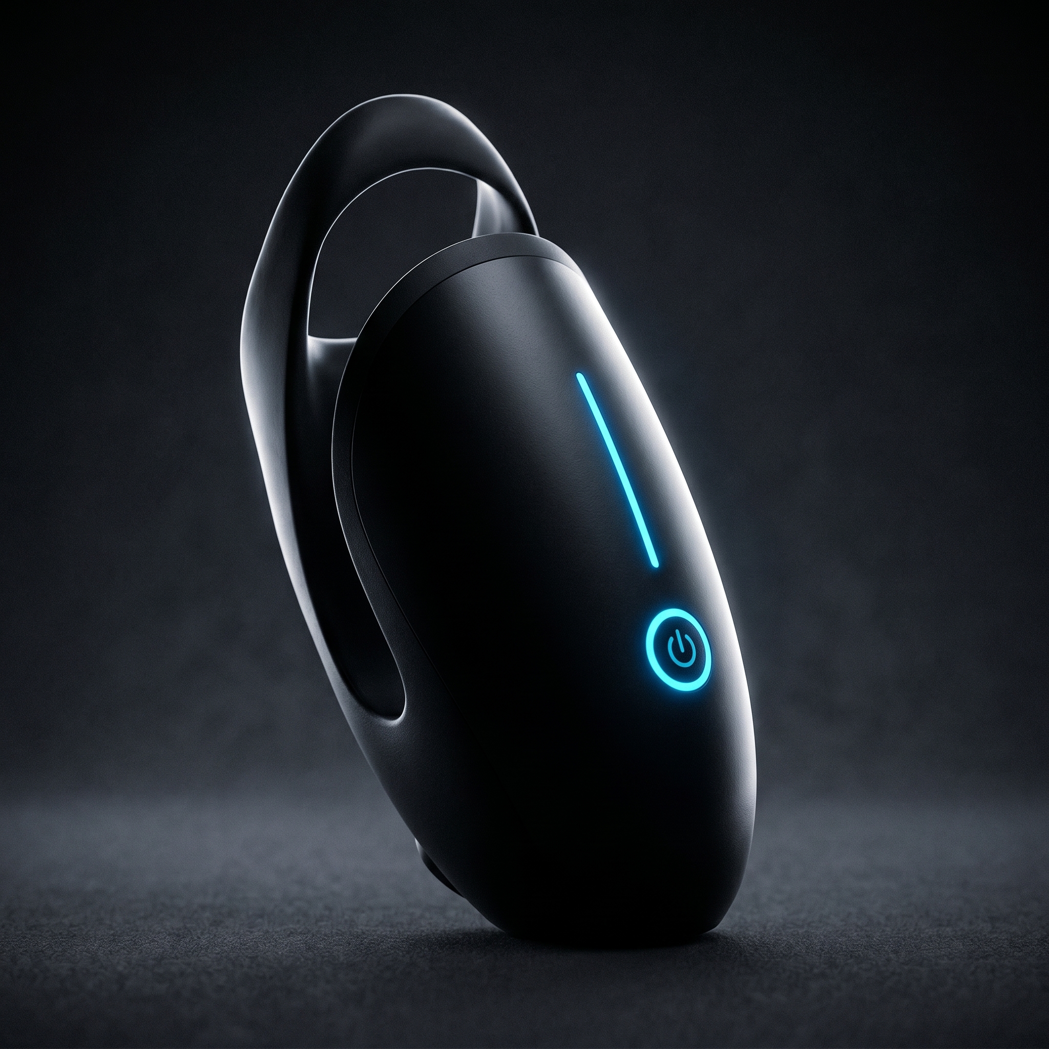 Midnight black ergonomic whale-shaped male stamina training stroker with discreet tech aesthetic for wholesale B2B distribution